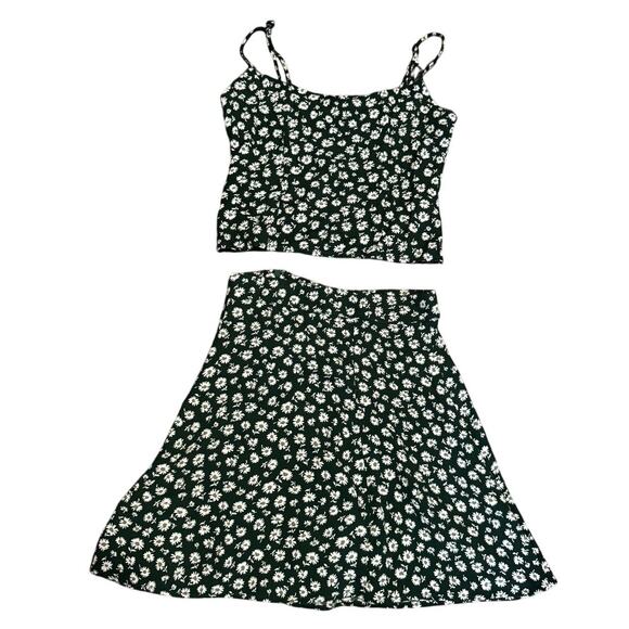 REFORMATION Harley Daisy Green Floral 2 pc Set Corset Crop Top and Skirt Size 0 - Picture 1 of 6
